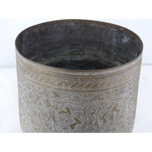 96 - A large antique Indian brass planter. 27cm