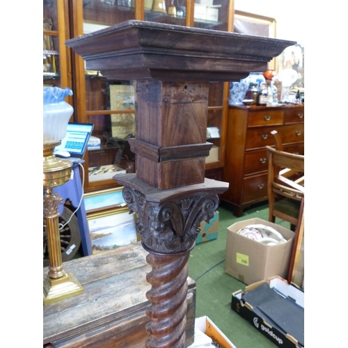 184 - A stunning antique pedestal base/plantstand with turned column & Corinthian pillar top, 55