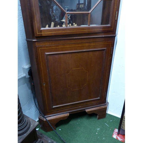 187 - An antique/ Edwardian mahogany and inlaid corner cabinet with astral glazed door.