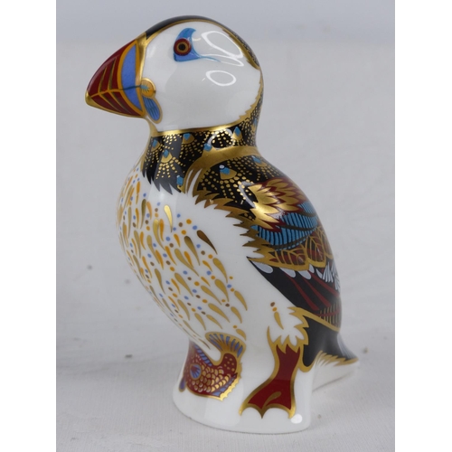 189 - A Royal Crown Derby puffin paperweight, with silver stopper.