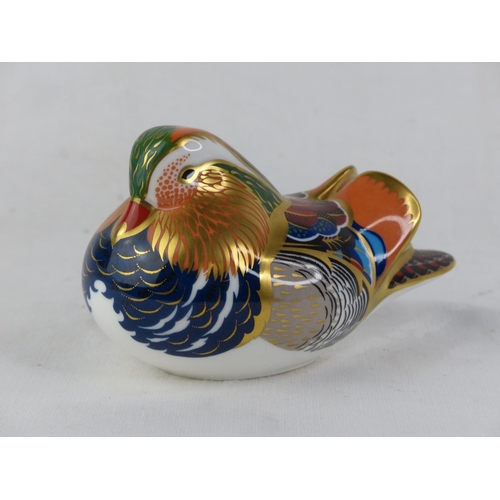 191 - A Royal Crown Derby 'Mandarin Duck' paperweight, with silver stopper.
