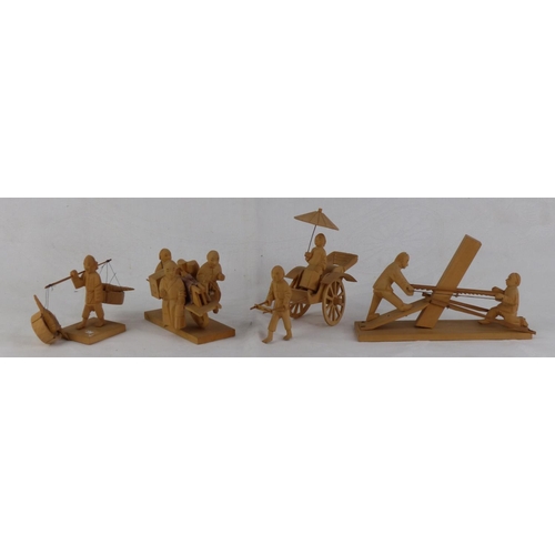 201 - A collection of vintage/ antique handmade wooden Chinese figures.