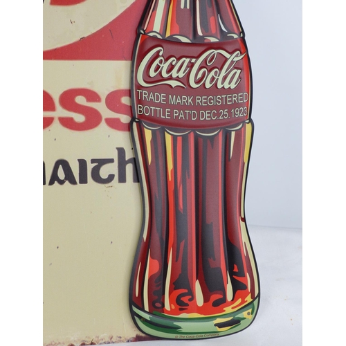 203 - A collection of 3 reproduction metal advertising signs, to include Guinness & Coca-Cola.