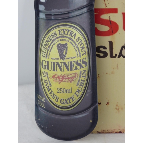 203 - A collection of 3 reproduction metal advertising signs, to include Guinness & Coca-Cola.
