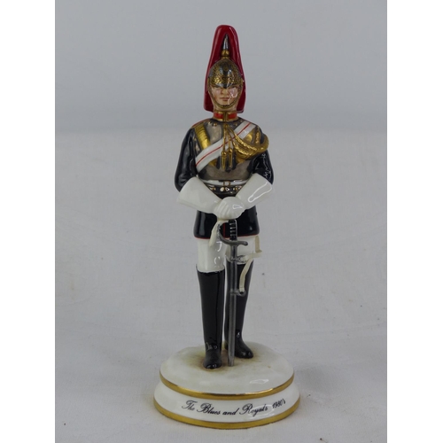 209 - A limited edition Michael Sutty hand painted porcelain figure 'The Blues and Royals 1980's'.
