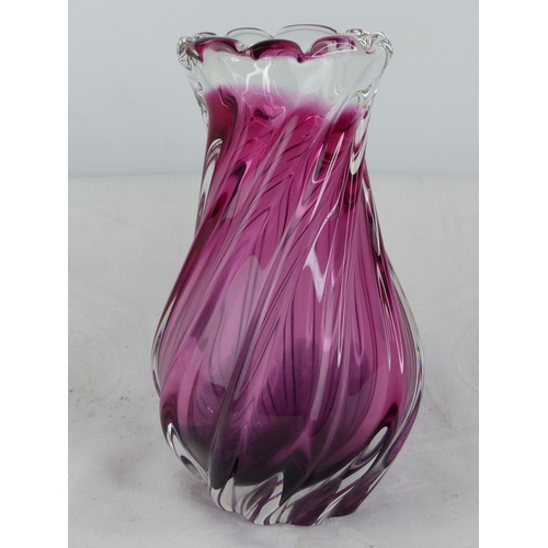225 - A vintage ruby glass vase.