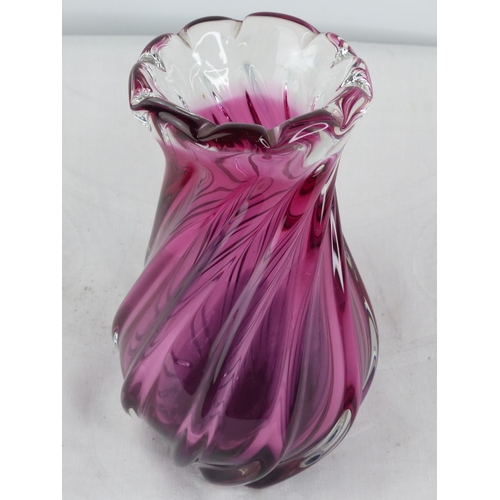 225 - A vintage ruby glass vase.