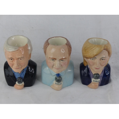 243 - Three handcrafted Bairstow Manor Pottery character eggcups for Children in Need 2005 - James Naughti... 