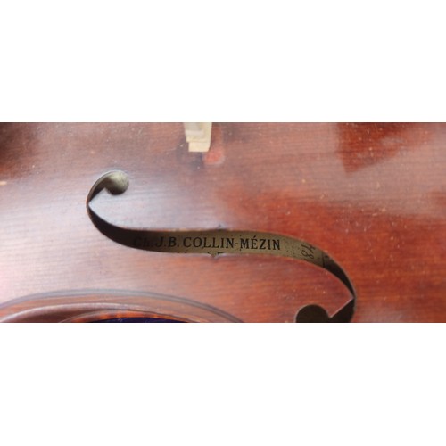 513 - A stunning antique violin by renowned French makers, CH J B Collin Mezin, with interior paper label ... 