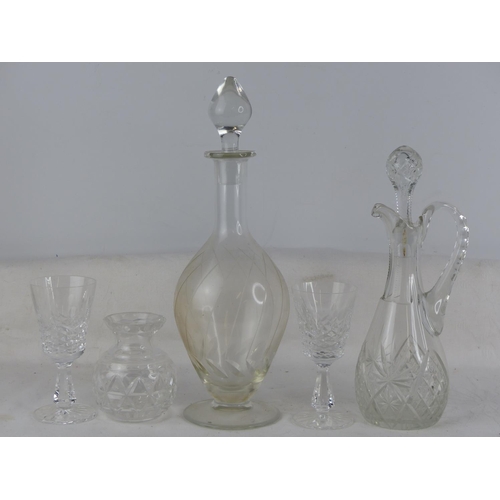 521 - A cut glass vinaigrette, decanter, glasses and more.