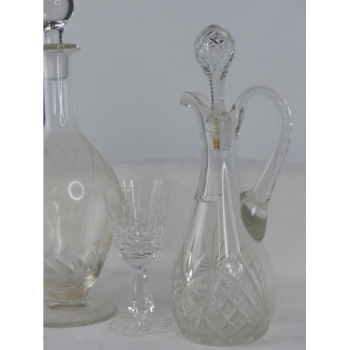 521 - A cut glass vinaigrette, decanter, glasses and more.