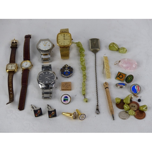 523 - A Sterling silver and enamel badge, a Herbelin gents wrist watch, a Seiko gents wrist watch and more... 