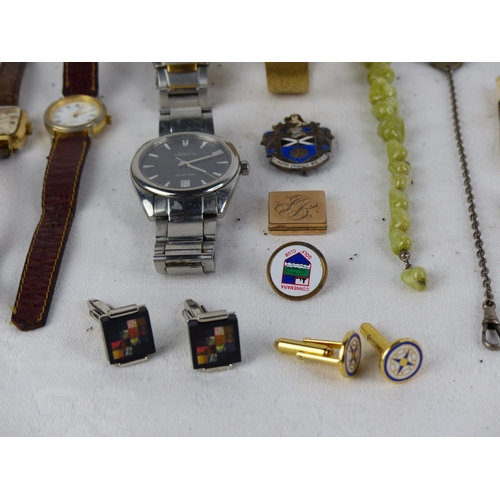 523 - A Sterling silver and enamel badge, a Herbelin gents wrist watch, a Seiko gents wrist watch and more... 