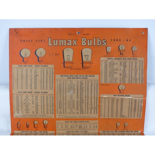 527 - A vintage Lumax Bulbs price list.