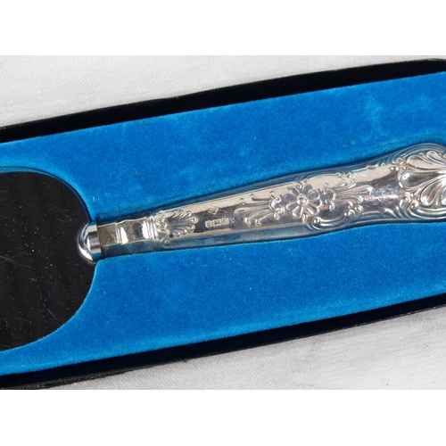 533 - A boxed Sterling silver handled cake slice.