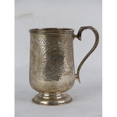 536 - A small Sterling silver tankard, weight 75g.