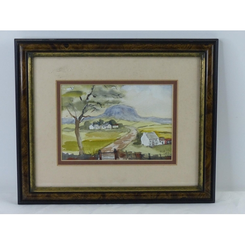 24 - A small framed watercolour 'Slemish', signed by the Artist, M Hills. Measures 29x24cm.