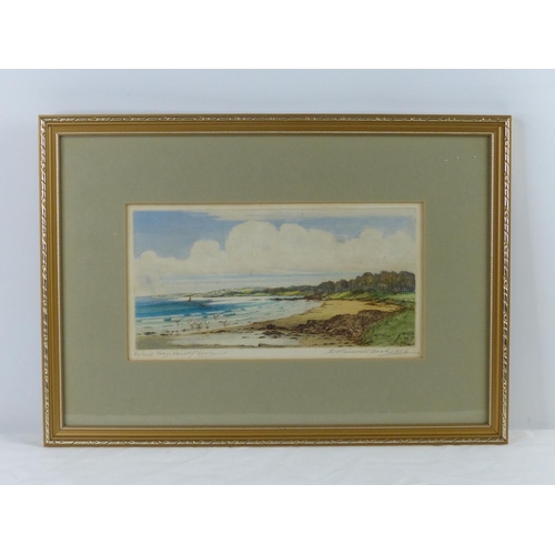 27 - A gilt framed coloured etching, 'Helen's Bay', by R Cresswell Boak. Measures 31x39cm.