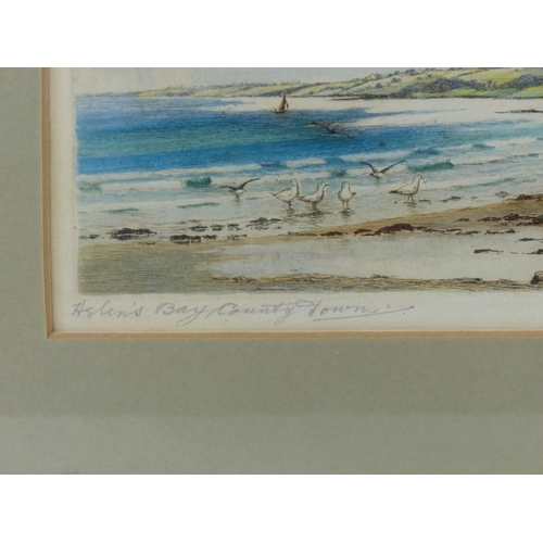 27 - A gilt framed coloured etching, 'Helen's Bay', by R Cresswell Boak. Measures 31x39cm.