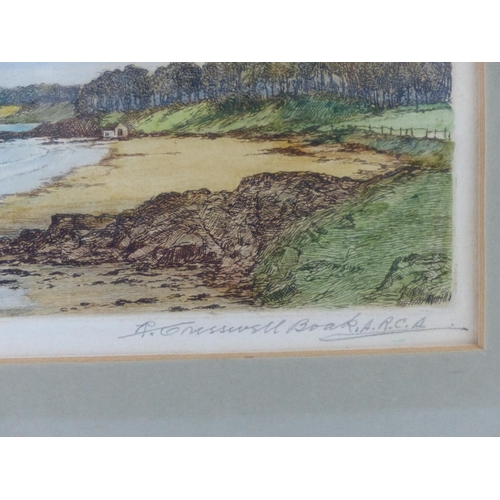 27 - A gilt framed coloured etching, 'Helen's Bay', by R Cresswell Boak. Measures 31x39cm.