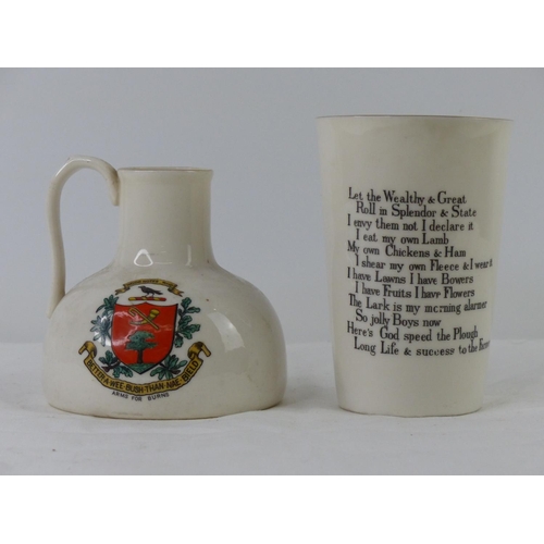 35 - An antique Goss beaker and jug.