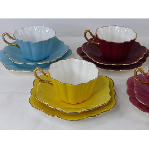 63 - A vintage Royal Stuart 'Spencer Stevenson' coloured tea set (one plate a/f).