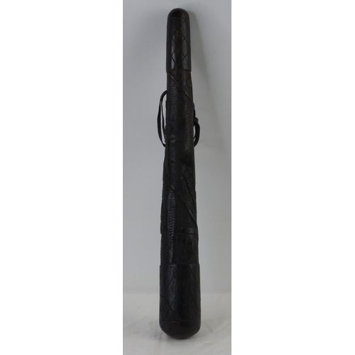 67 - A stunning antique Irish bog oak carved truncheon/ priest, measuring 47cm.