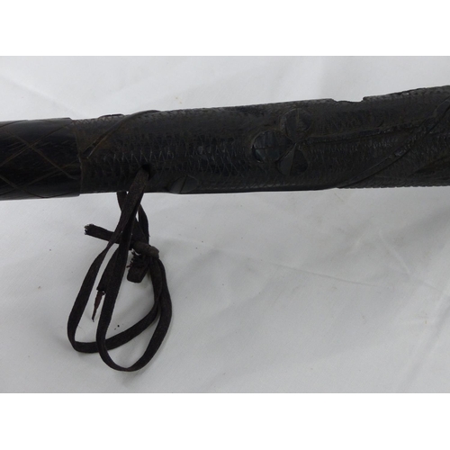 67 - A stunning antique Irish bog oak carved truncheon/ priest, measuring 47cm.