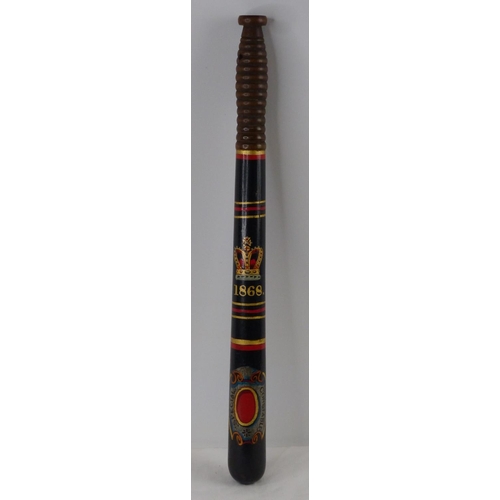 68 - A stunning antique/ Victorian Special Constable truncheon, with hand painted design, dated 1868, mea... 