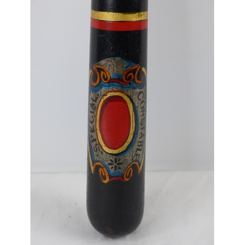 68 - A stunning antique/ Victorian Special Constable truncheon, with hand painted design, dated 1868, mea... 