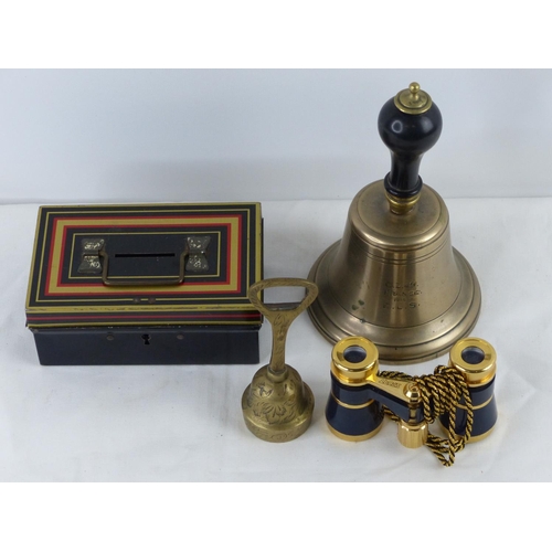 91 - A French brass hand bell, reading, 'G.Z.4S France 1915 E.L.S' & more..