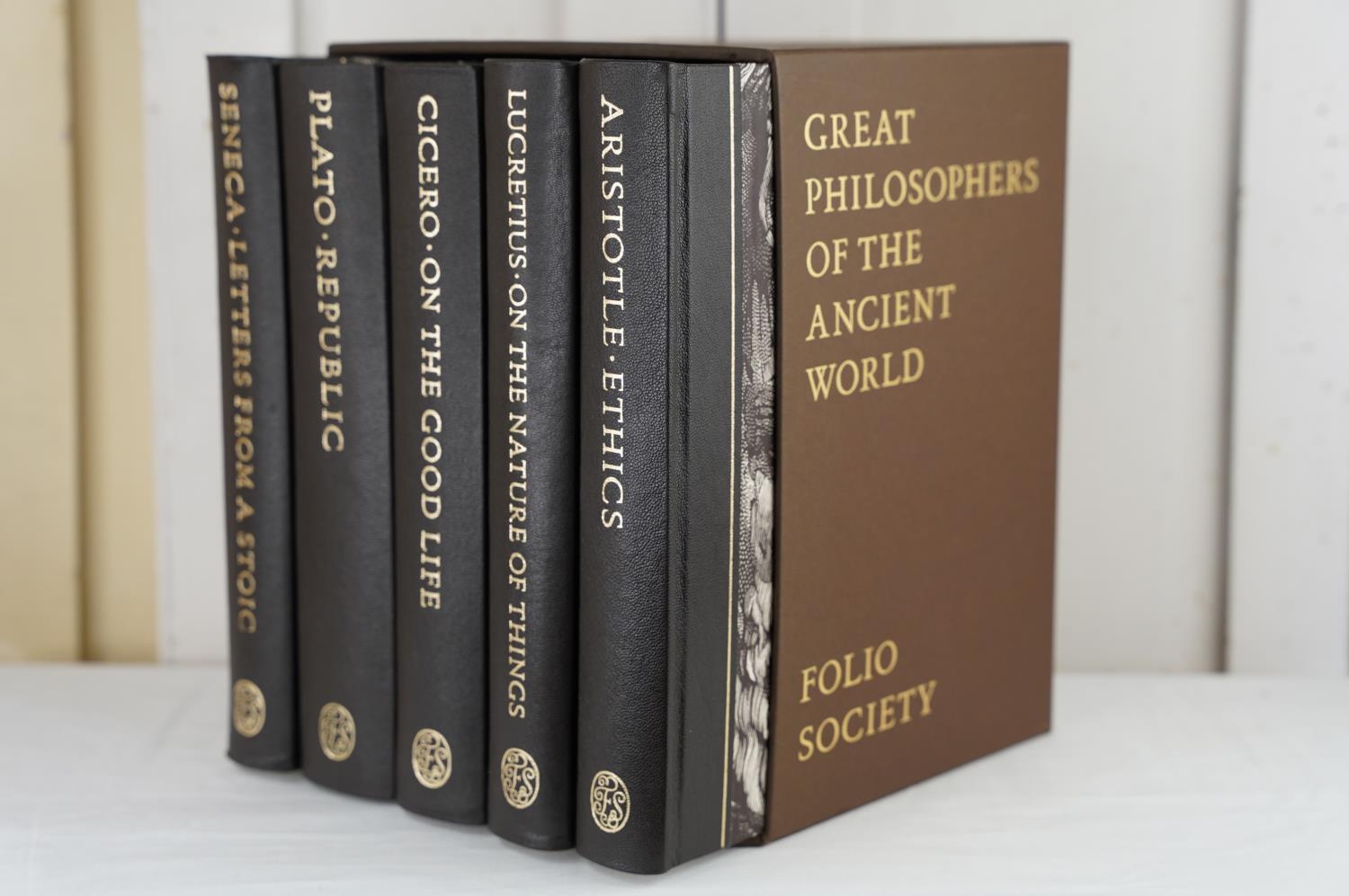 A boxed set of five Folio Society books - Great Philosophers of