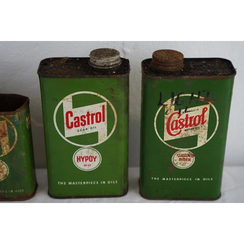 125 - A collection of 5 vintage Castrol oil cans.