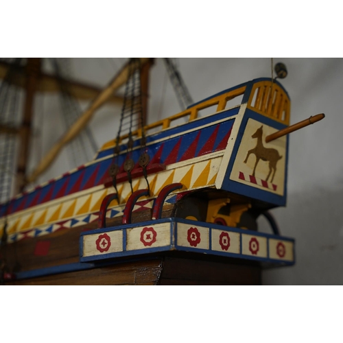 170 - A stunning large hand made Galleon ship, 'The Golden Hinde' 1579, measuring 39