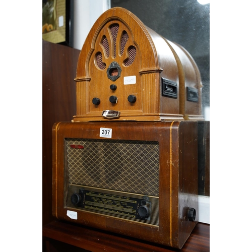 207 - A vintage PYE radio and another.