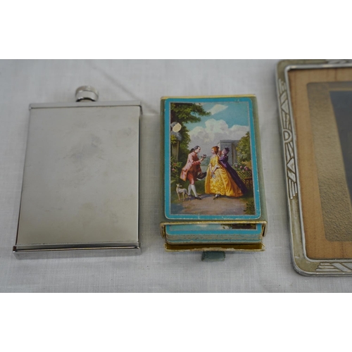 225 - A vintage Stratton 'Almeo' case, a Congress set of playing cards, a vintage Manicare compact and mor... 