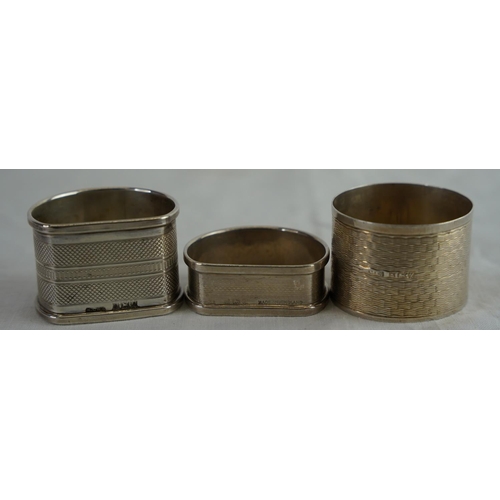 246 - Three Sterling silver napkin rings, 48g.