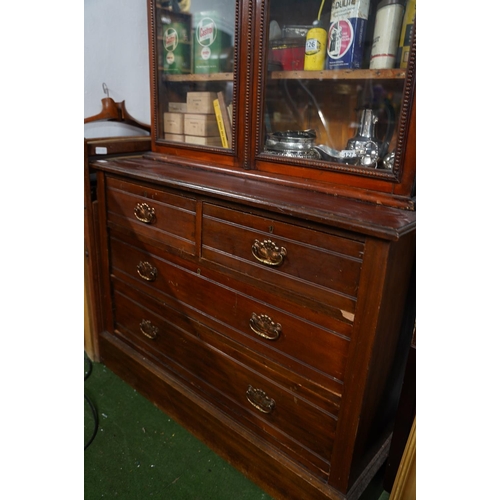 118 - An antique mahogany display cabinet/chest of drawers, measuring 197cm x 106cm.