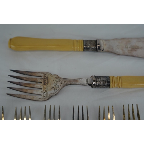 279 - A lot of antique bone handled cutlery.