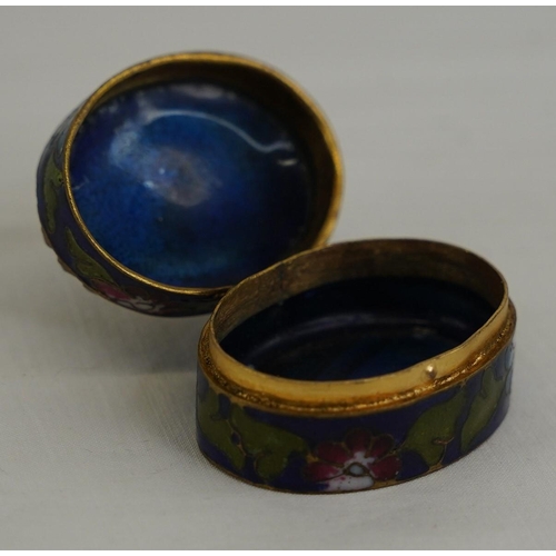 282 - A stunning Cloisonne tapestry topped pill box.