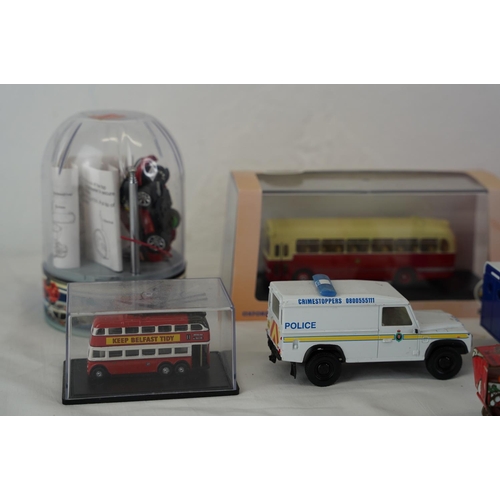 304 - A boxed Corgi Seddon Akinson Container truck, a miniature cased 'Keep Belfast Tidy' double decker bu... 