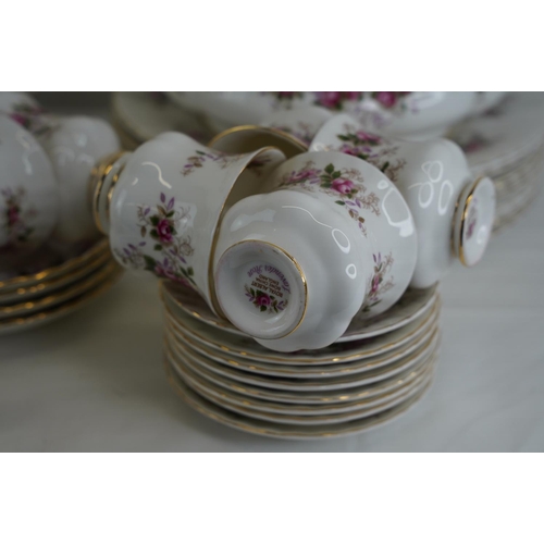 318 - A large Royal Albert bone china 'Lavender Rose' tea, coffee and dinner ware set.