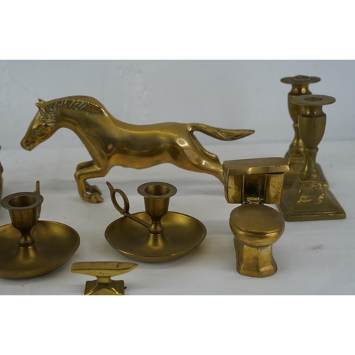 398 - A miniature brass anvil, novelty ashtray and more.