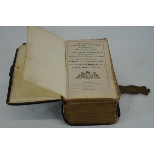 460 - A miniature antique leather bound 'Church Service' prayer book.