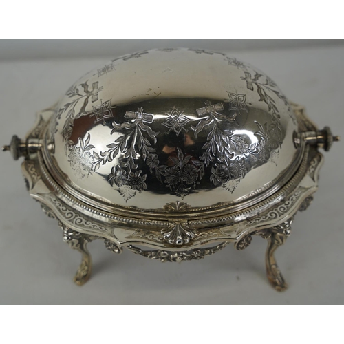 463 - A stunning silver plated roll topped condiment dish with glass liner.