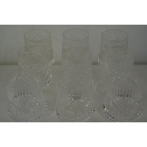 465 - Nine Tyrone Crystal wine glasses.