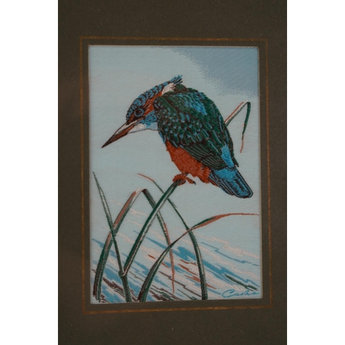 467 - A pair of framed Cash woven pictures of birds.