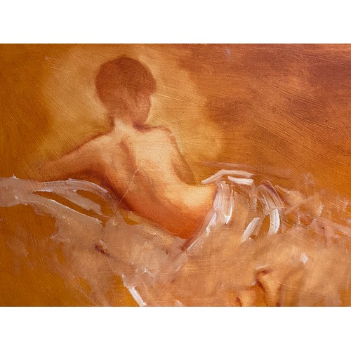 334 - A framed oil painting of a nude.