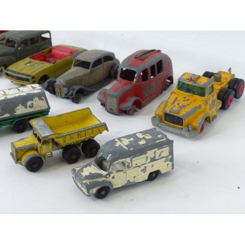 80 - A collection of vintage diecast cars. To include Dinky, Corgi, matchbox and more.