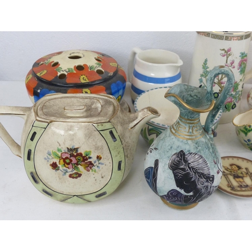 112 - A large lot of ceramics to include a Carlton Ware 'Dog' ashtray, Geobel Hummel plate, Royal Winton '... 